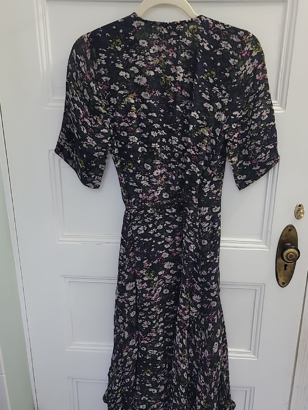 GANNI Crepe Wrap Dress EU34 US4 S Floral Print Asymmetric V-Neck NWT - Picture 10 of 13